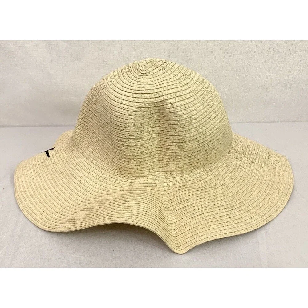 LC Lauren Conrad Beige 100% Paper Sun Hat Wide Brim Church Casual Beach Travel